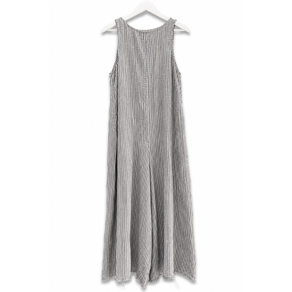 Max Studio London Striped Sleeveless Jumpsuit Women's Large Gray Wide Leg - Picture 2 of 9